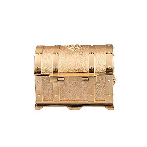 Feyarl Retro Light Gold Box Jewelry Trinket Treasure Box Rectangle Box Metallic Finished Box (Small)