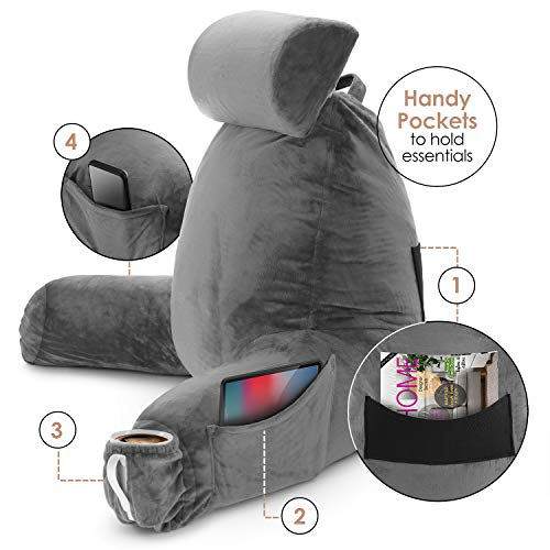 Clara Clark Reading Pillow Adult, Back Pillow for Sitting in Bed