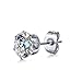 Areke Women's Stainless Steel Round Cubic Zirconia Rhinestone Stud Earring Hypoallergenic (8 Pairs)