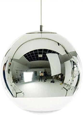 Injuicy Lighting Tom Dixon Globe Silver Electroplate Glass Pendant Lights Fixtures Modern E27 Led Edison Ball Ceiling Lamps Shades Bedroom Balcony Living Dining Room Bar Cafe Single-end (7.9 Inch)