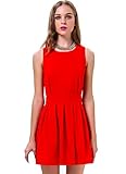 SheIn Women's Sleeveless Backless Scalloped Pleated Party Dress
