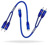 InstallGear 1ft Shielded 1 Female to 2 Male RCA Y Adapter Connector (2 Pack)