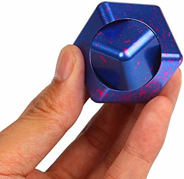 Cube Hand Spinner Metal Aluminum Fidget Cube Desk Removable Finger Toy Gift,Dark blue
