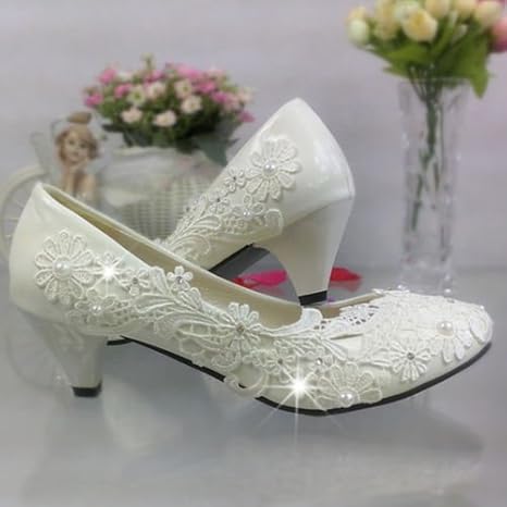white wedding court shoes