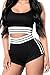 VamJump Women Sports Spaghetti Strap Crop Tank Top with High Waist Shorts Set