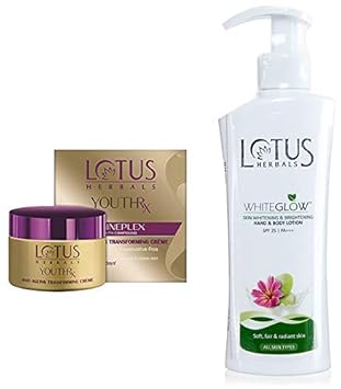 Lotus Herbals Youth Rx Anti-Aging Skin Care Range - Lotus Herbals Youth Rx Anti-Aging Transforming C And Lotus Herbals White Glow Skin Whitening And Brightening Spf-25 Hand And Body Lotion, 300Ml