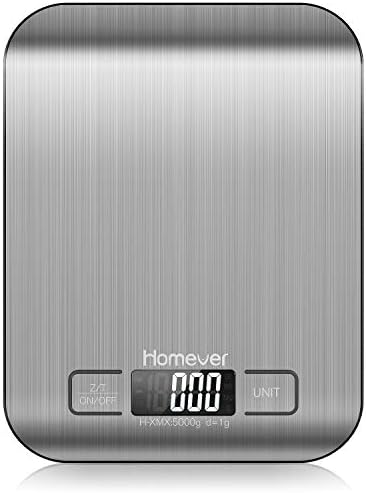 Homever Balance de Cuisine Électronique, Balance numérique de cuisine de Haute Précision, Fonction Tare, Plus Large Plate-Forme, LCD Rétroéclairé, Auto-arrêt,5kg/11lb - Acier Inoxydable - Cuisine A Vivre Homever Balance de Cuisine Électronique, Balance numérique de cuisine de Haute Précision, Fonction Tare, Plus Large Plate-Forme, LCD Rétroéclairé, Auto-arrêt,5kg/11lb - Acier Inoxydable