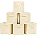 EZOWare Set of 6 Foldable Fabric Basket Bin Collapsible Storage Cube For Home, Shelf Cabinet (Beige)