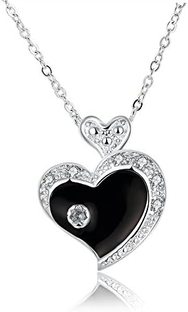Round-cut Cubic Zirconia Pave Set Heart Pendant Necklace In Sterling Silver