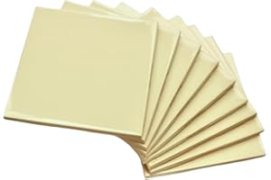 Tenedos 4 1/4 inch Gloss Ceramic Tile – Box of 10, Ideal for Bathroom Wall & Kitchen Backsplash, Classic Square Shape, Glossy Finish, Warm Neutral Tone – Buttermilk