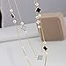 Gaosaili Womens Long Pearl With White Black Clover Sweater Charming Necklace