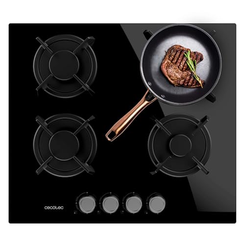 Cecotec Bolero Squad GN 4200S Glass Black Gas Hob, 8kW, Natural Gas Ready, Black Glass, Single Cast Iron Grills Wok, Safety Valves