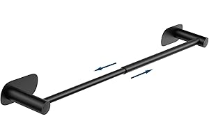 Ceecysaa Matte Black Adjustable Bathroom Towel Holder,14.5 to 22.5 Inch Towel Bar,Self Adhesive Stainless Steel Towel Rack Wa