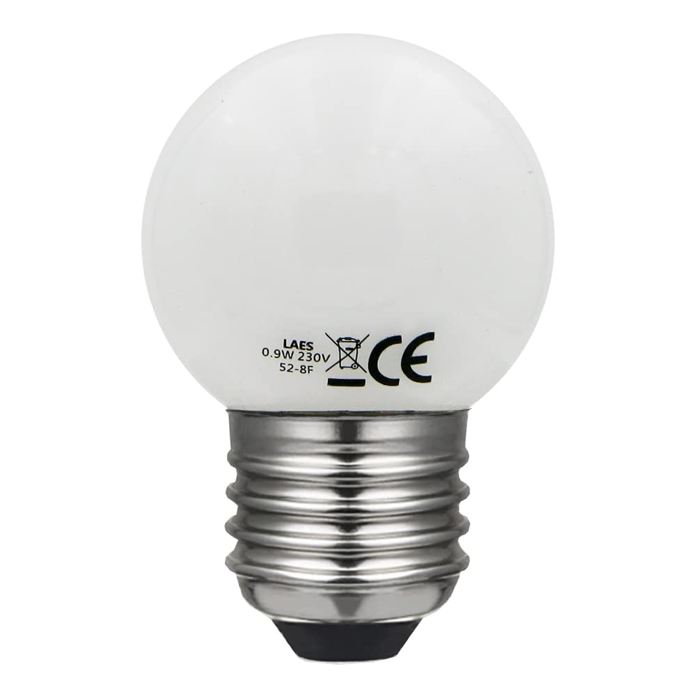 Laes 987324 E27 LED Spherical Bulb, 0.9 W, White, 45 x 72 mm