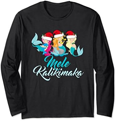 Epic Love Designs Unisex Mele Kalikimaka Mermaid Christmas Long Sleeve T-Shirt Large Black