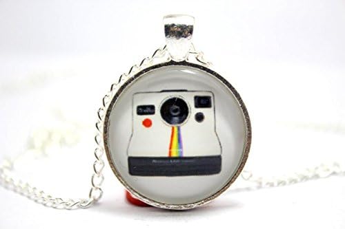 Pretty Lee 2015 Fashion Vintage Polaroid Camera Turquoise Background Photography Necklace Glass Cabochon Necklace Christmas gift