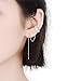 925 Sterling Silver Tassel Earrings Silver Wave Cuff Earrings Wrap for Women Threader Earrings (Grid)
