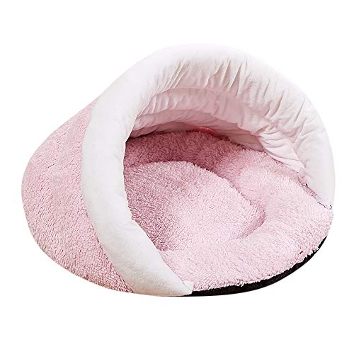 Cat Sleeping Bag, Inkach Tent Bed Liner for Small Dogs Comfy Cave Pet House Soft Fleece Tunnel Winter Warm Nest Cover (M, Pink)