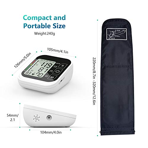 Blood Pressure Monitor,AUCEE Upper Arm Blood Pressure Monitor with USB Rechargeable, Digital Automatic Measure Blood Pressure and Heart Rate Pulse with Wide-Range Cuff for Home use, Large 3.5" Display