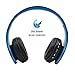 [Updated Version]OldShark Foldable Bluetooth Over-ear Headphone for Kids, On-ear Wireless Headset for Adults Built-in Mic With 3.5mm Audio Cable Blue and Black