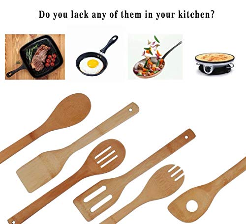 Artmeer Bamboo Utensil Set,Wooden Cooking Spoons and Spatulas,Kitchen Tools,Perfect for Nonstick Pan and Cookware - Thumbnail 4