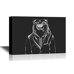 Suits Canvas Wall Art - Hipster Animal in Business Suit - Gallery Wrap Modern Home Art | Ready to Hang - 12x18 inches