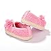 LIVEBOX Baby Girls' Crochet Knit Soft Sole Anti-Slip Mary Jane Bow Infant Prewalker Toddler Sandals (S: 0~6 months, Flower-Pink)