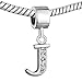 ThirdTimeCharm Dangle J Letter Initial Charm Clear Crystal Alphabet Beads For Charm Bracelets
