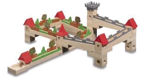 Eichhorn 100004991 - Holz-Murmel-Kugelbahn groܟ, inklusiv Zubehör und Murmeln, 97-teilig