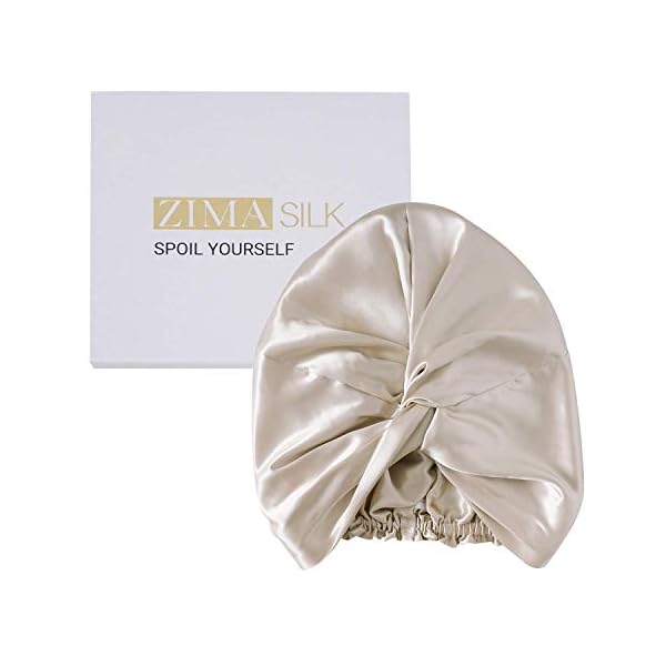 ZIMASILK 22 Momme 100% Mulberry Silk Sleep Cap for Women Hair Care,Natural Silk Hair Wrap for Sleeeping, Silk Bonnet…