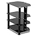 Yaheetech 4 Tier Component Media Stand Audio Video Rack Entertainment Center with Cable Management Storage for Xbox Playstation Speakers Cable Boxes Black Glass Desktop 110Lb Capacity