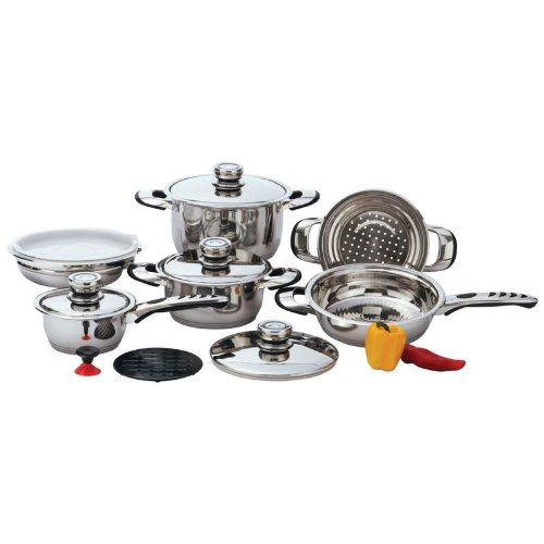 Chef's Secret® 12pc 9-Ply Waterless Heavy-Gauge Stainless Steel Cookware Set Home Kitchen Furniture Decor