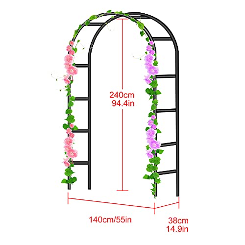 EXLECO Rosenbogen 240x140x38cm Gartenbogen Metall Stahlrahmen Pavillongestell Torbogen Garten für Kletterpflanzen… – Bild 3