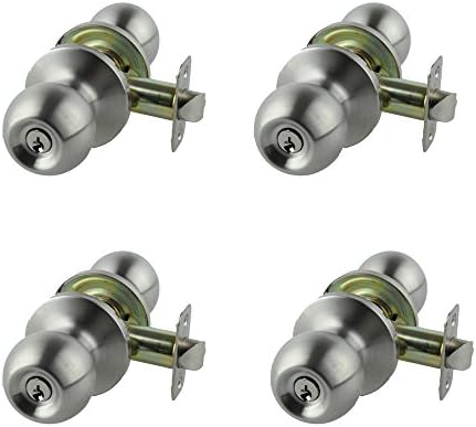 NU-SET 4 x F-E-32D-3KA Fremont 4 Pieces Satin Stainless Steel Door Entry Locks, keyed Alike