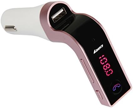 Bluetooth FM Transmitter,TEQStone Wireless in-car FM Adapter Car Kit with USB Car Charging for iPhone Samsung Android Smartphone(RoseGold)