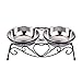 CICO Pet Feeder for Dog Cat, Stainless Steel Food and Water Bowls with Iron Stand