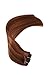 Remy Human Hair Clip in Extensions, Chocolate Brown Mixed Auburn Hair Extensions Clip in Real Human Hair,15 Inch 70G 7 Pcs Double Weft Hair Extensions Real Human Hair for Women