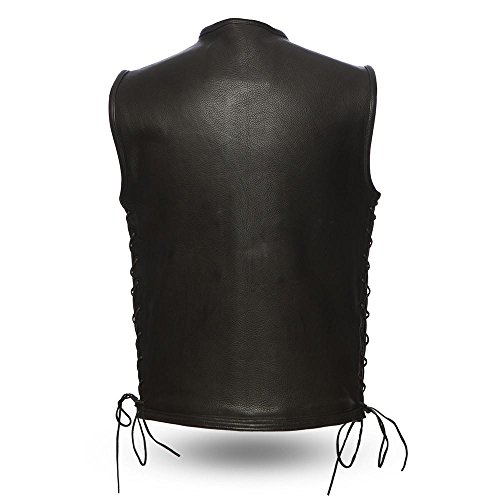 First Manufacturing Platinum Series Men's Venom Leather Vest (Black, Small)