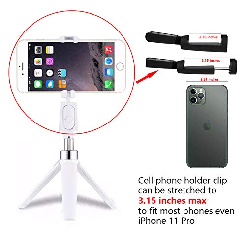 Selfie Stick and Tripod 2 in 1, Height Telescopic Tripod Stand and Angle Adjustable Phones Holder, Wireless Remote to Get Selfie at Home or Travel, Pearl White