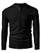 H2H Mens Casual Basic Long Sleeve Henley T-Shirts of Ribbed Cotton BLACK US L/Asia L (KMTTL0446)