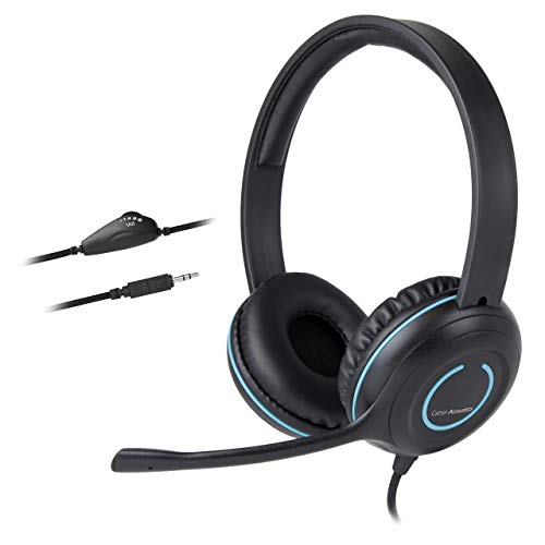 Cyber Acoustics 3.5mm Stereo Headset with Headphones and Noise Cancelling Microphone for PCs, Tablets, and Cell Phones in The Office, Classroom or Home (AC-5002)
