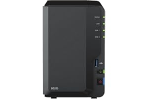 Synology DS223 Diskstation NAS (Realtek RTD1619B Quad-Core 2GB Ram 1xRJ-45 1GbE LAN-Port) 2-Bay 16TB Bundle with 2X 8TB WD Red Plus