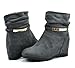 DREAM PAIRS COLINE Women's Casual Hidden Wedge Side Zipper Fuax Furs Line Booties Shoes