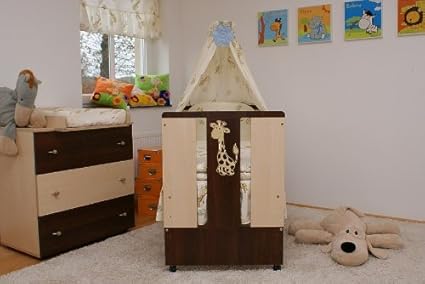 KLUPS Kinderzimmer SET Baby-Zimmer'Paula' Braun Babybett - Wickelkommode - Schrank wahlweise im Komplett-Set oder einzeln (Ki