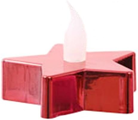 Luminessence Battery-Operated Flameless LED Metallic Star Tealights - Flickering Effect, Set of 4 (Red)