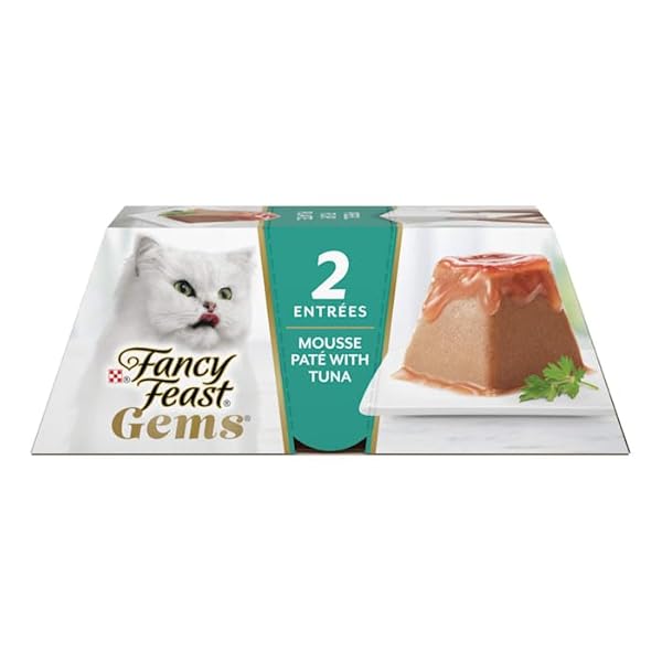 FANCY FEAST, GEMS MOUSSE PATE WITH TUNA AND HALO OF SAVORY GRAVY WET CAT FOOD, 4 OUNCE
