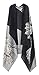 Women's Vintage Owl Print Color Block Pashmina Shawl Scarf Cape Thin Cardigan (One Size, Black&Gray)