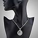 Chuvora 925 Sterling Silver Seed of Life Mandala 28 mm Round Circle Charm Pendant Necklace, 18 inches