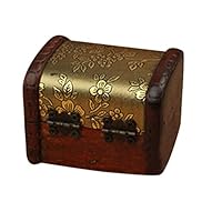 qsbai Jewelry Storage Box Retro Wooden Floral Pattern Ring Necklace Organizer Earrings Display Case