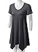 URBANCLEO Womens Short Sleeve V-Neck Tunic Top Long T-Shirt Charcoal XLarge